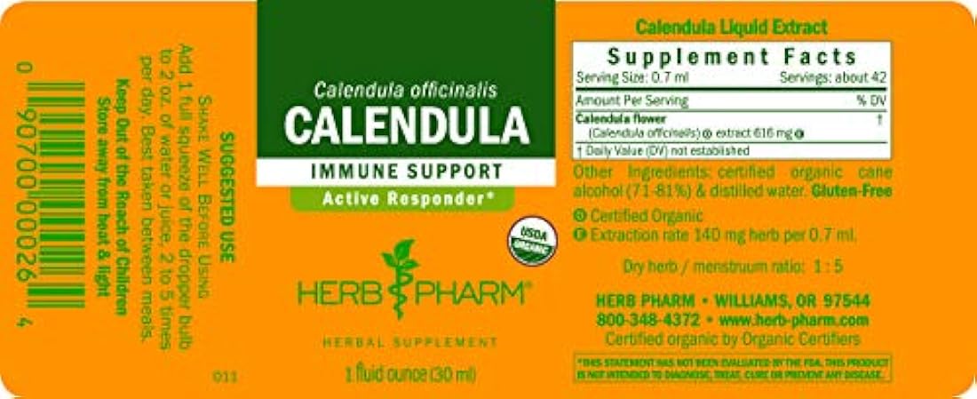 Extracto de caléndula orgánico certificado Herb Pharm