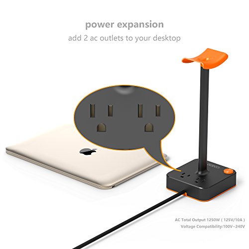 Soporte para auriculares con cargador USB gamer