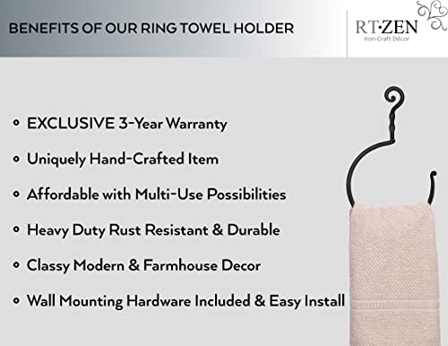 Anillo de toalla negro mate, anillo de toalla de hierro