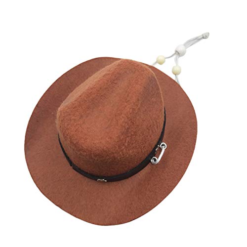 POPETPOP Sombrero de vaquero para perro, divertido sombrero de fiesta para mascotas, perros, gatos, accesorios de disfraz de vaquero para fiestas navideñas (café)