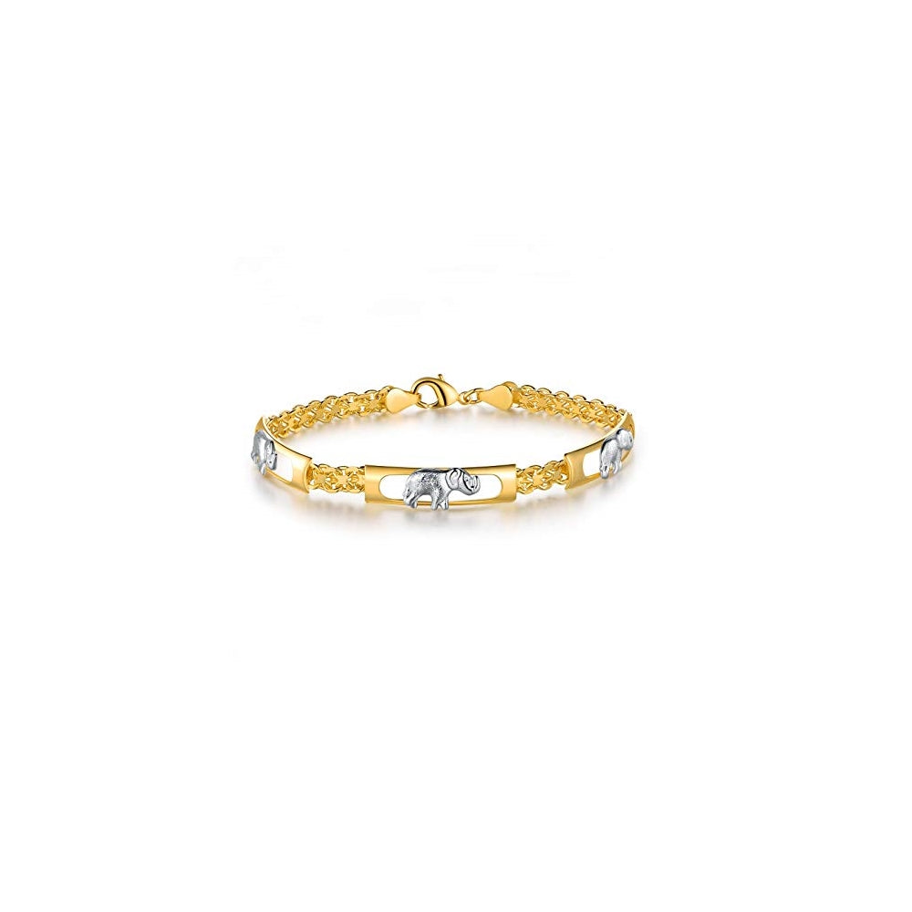 Pulseras de elefante chapado en oro 18 quilates para mujer