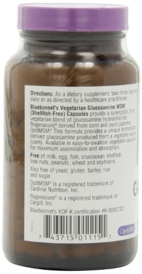 BlueBonnet Vegetarian Glucosamina Plus MSM Suplemento