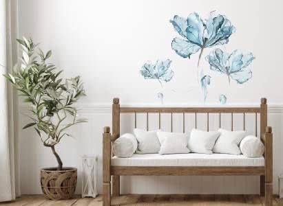 Vinilo decorativo de pared de flores azules vinilo extraíble