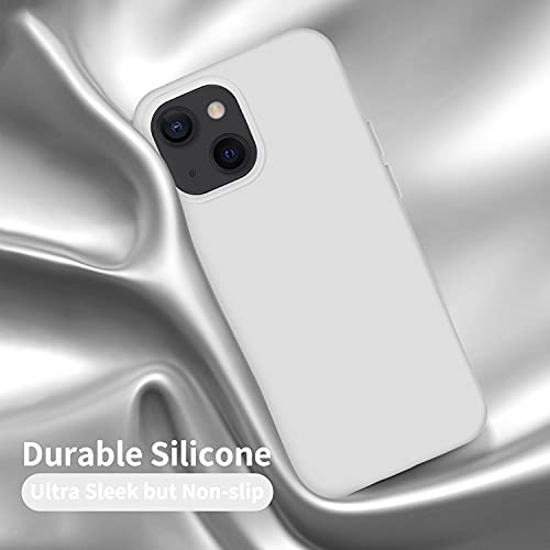 Cordking - Funda para iPhone 13, ultradelgada, de silicona, funda protectora a prueba de golpes con forro de microfibra antiarañazos, 6.1 pulgadas, blanco