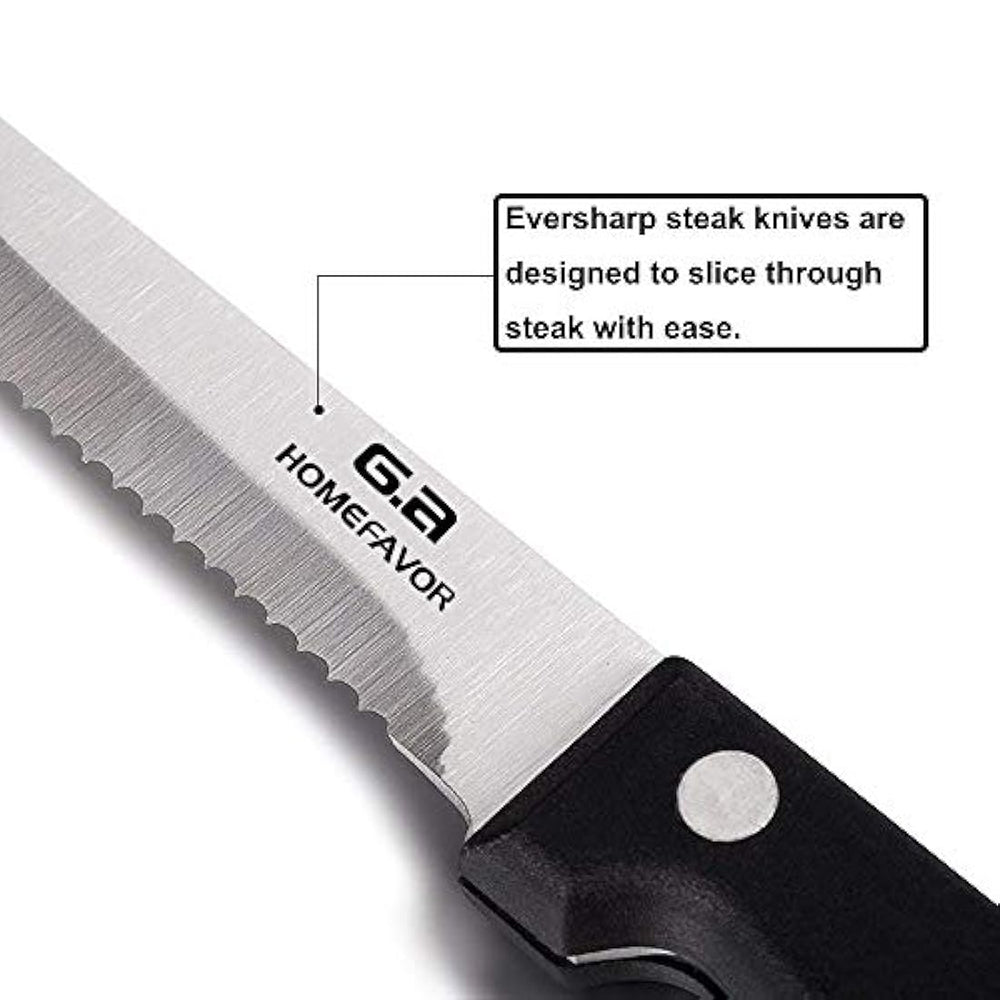 G.a HOMEFAVOR - Cuchillo para carne, acero inoxidable,negro