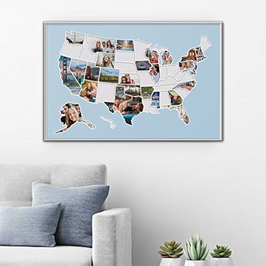 1DEA.me USA - Cuadro de Mapa de fotos de 50 estados de USA
