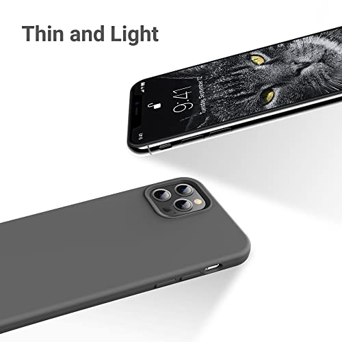 OTOFLY Funda compatible con iPhone 12 Pro Max, serie sedosa y suave al tacto, de goma de silicona líquida suave de alta calidad (gris espacial)