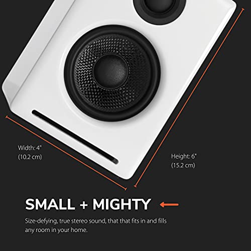 Audioengine A2+ - Altavoces de escritorio con alimentación de 60 W | DAC y amplificador integrados de 24 bits | Codec aptX Bluetooth, conexión USB directa, entradas de audio de 0.138 pulgadas y RCA | Cables incluidos Blanco