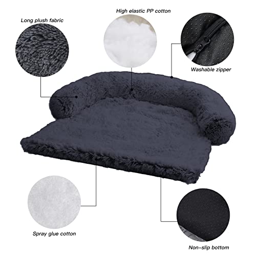 Cama calmante para perro de felpa esponjosa para protector de muebles con funda extraíble lavable para perros y gatos grandes, medianos y pequeños