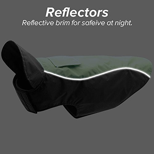 Flashseen Chubasquero ligero e impermeable para perros grandes con tira reflectante y agujero para la correa, chaleco de invierno para perros, abrigos de lluvia cálidos para perros y cachorros..