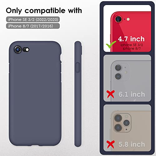 DTTOCASE - Funda para iPhone SE 2022/2020, iPhone 8, iPhone 7, funda de silicona líquida para iPhone SE 8 7 de 4.7 pulgadas, funda protectora colorida suave y sedosa para niñas y mujeres, azul marino