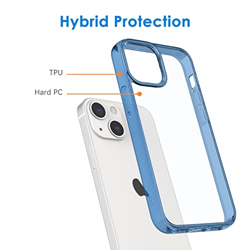 JETech - Funda compatible con iPhone 13 de 15,5 cm, a prueba de golpes, con parte trasera transparente, antiarañazos (azul)