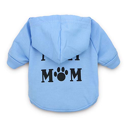 DroolingDog Camiseta de perro con texto en inglés I Love My Mom para ropa de perro pequeño, XS, azul