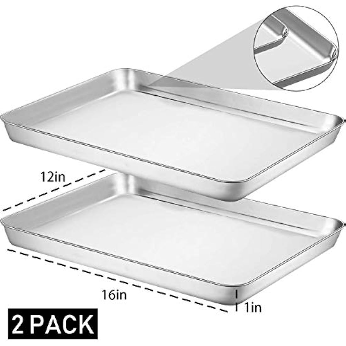 Umite Chef  Juego de 2 bandejas de horno de acero inoxidable