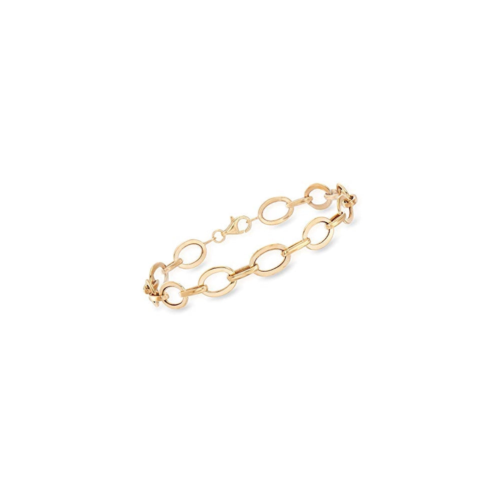 Pulseras de eslabones ovalados de oro amarillo de 14