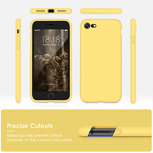 DTTOCASE - Funda para iPhone SE 2022/2020, iPhone 8, iPhone 7, funda de silicona líquida para iPhone SE 8 7 de 4.7 pulgadas, funda protectora colorida suave y sedosa para niñas y mujeres, color amarillo