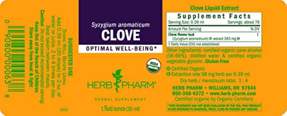 Extracto de clavo orgánico certificado Herb Pharm