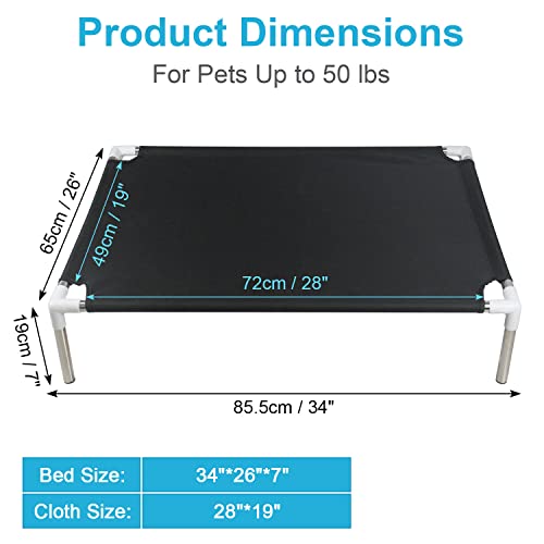 Cama elevada para perros – Cama elevada para mascotas Tensorsine refrescante, cama elevada para mascotas, 33 x 26 x 7 pulgadas de largo, antideslizante, duradera, para perros medianos y pequeños, uso en interiores y exteriores (negro)