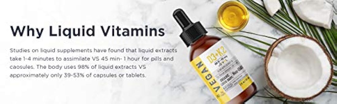 Vitamina líquida orgánica D3 (como liquen) K2