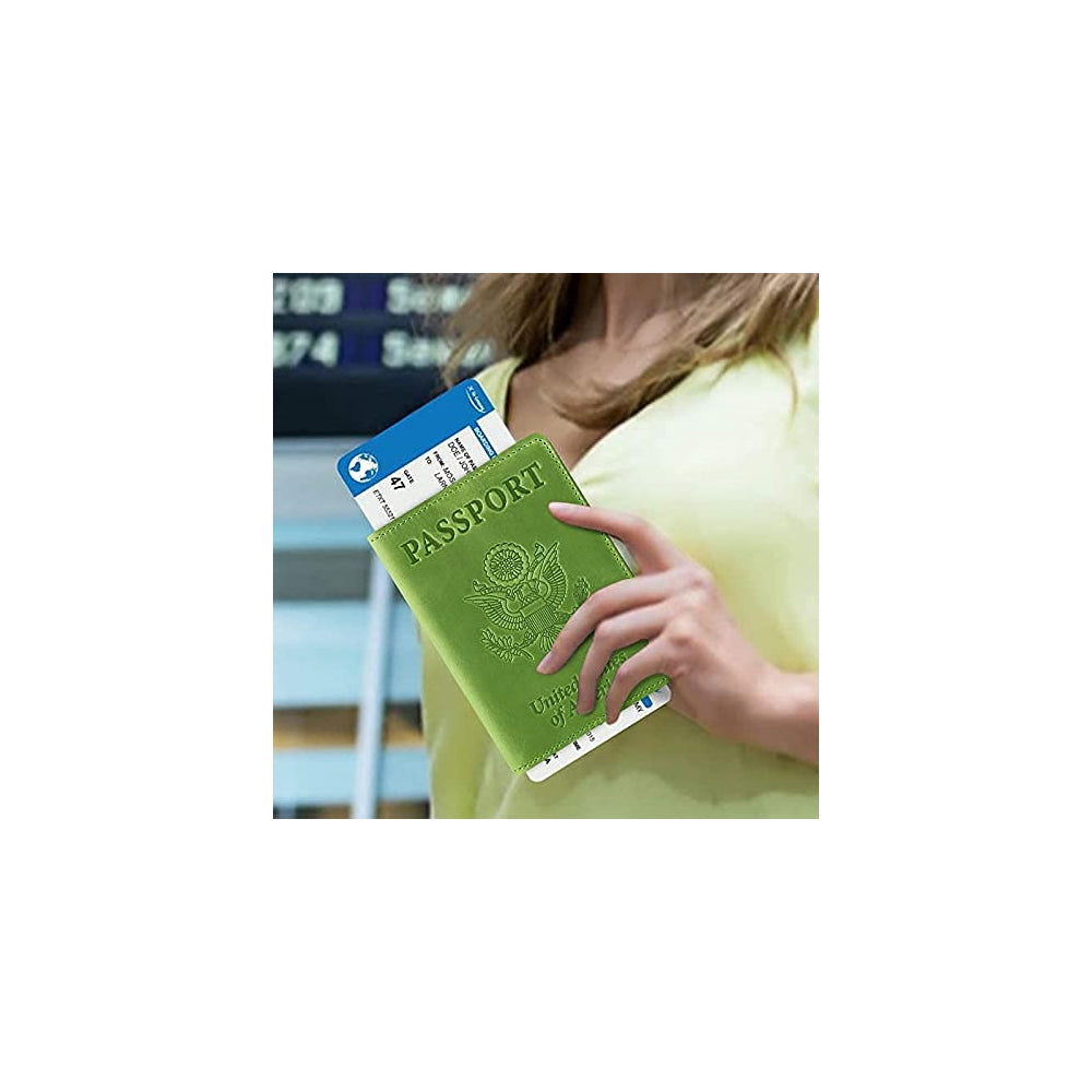 Porta Documentos y Tarjetas de piel sintética verde