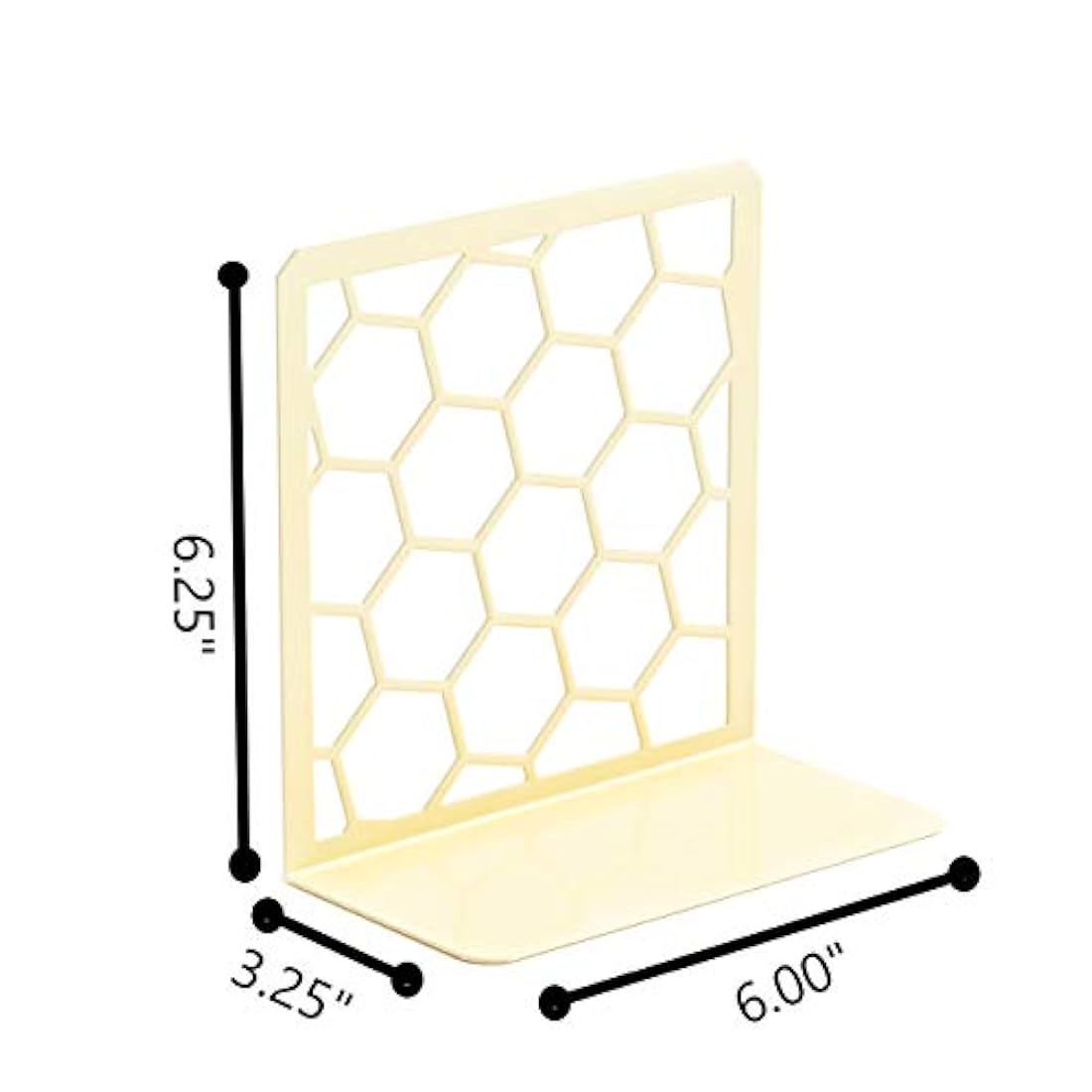 Sujetalibros de metal color amarillo claro, 1 par.