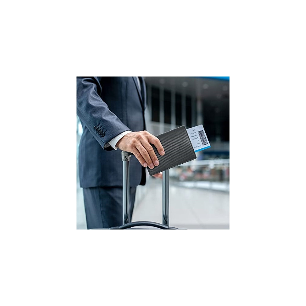 Porta Documentos y Tarjetas plegable de piel con bloqueo