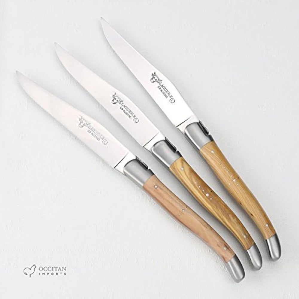 Cuchillos de carne, Mixed Francés Woods asas, Conjunto de 4