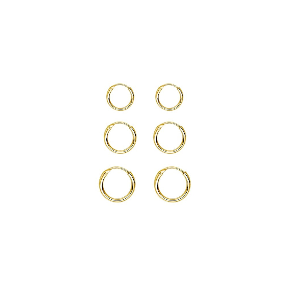 Aretes de aro pequeño para mujeres 3 pares de aretes