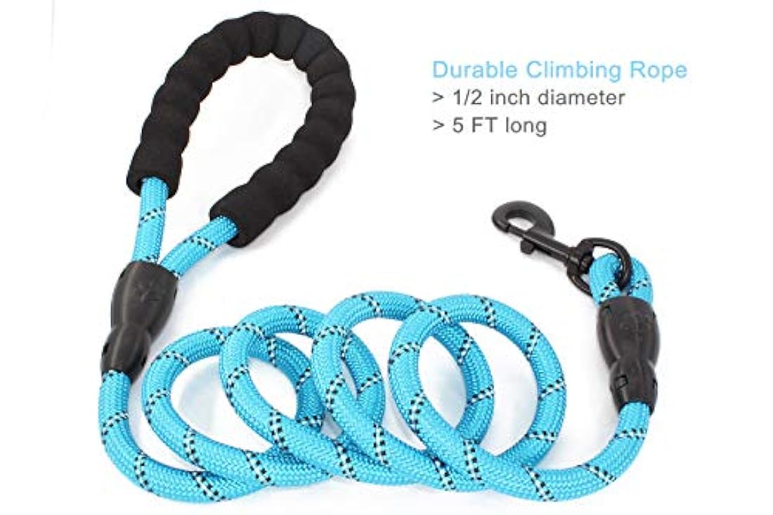 Correa para perro 5 pies con asa acolchada y muy reflectante