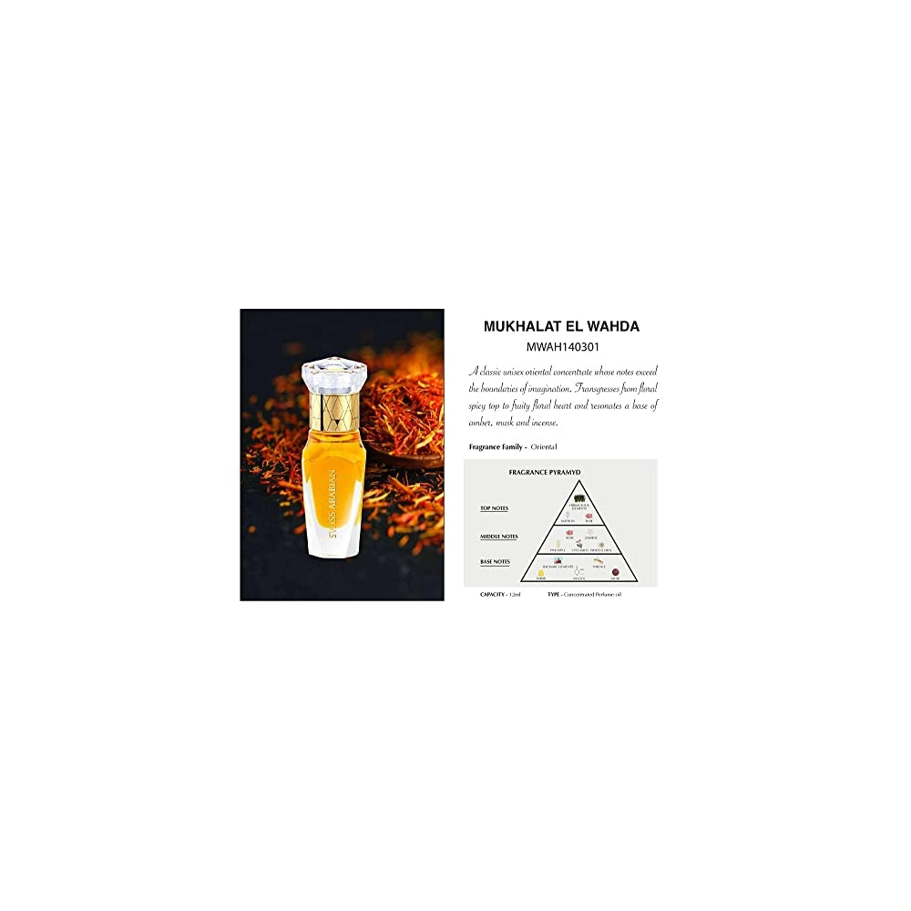 Perfume Suizo árabe Mukhalat El Wahda para unisex