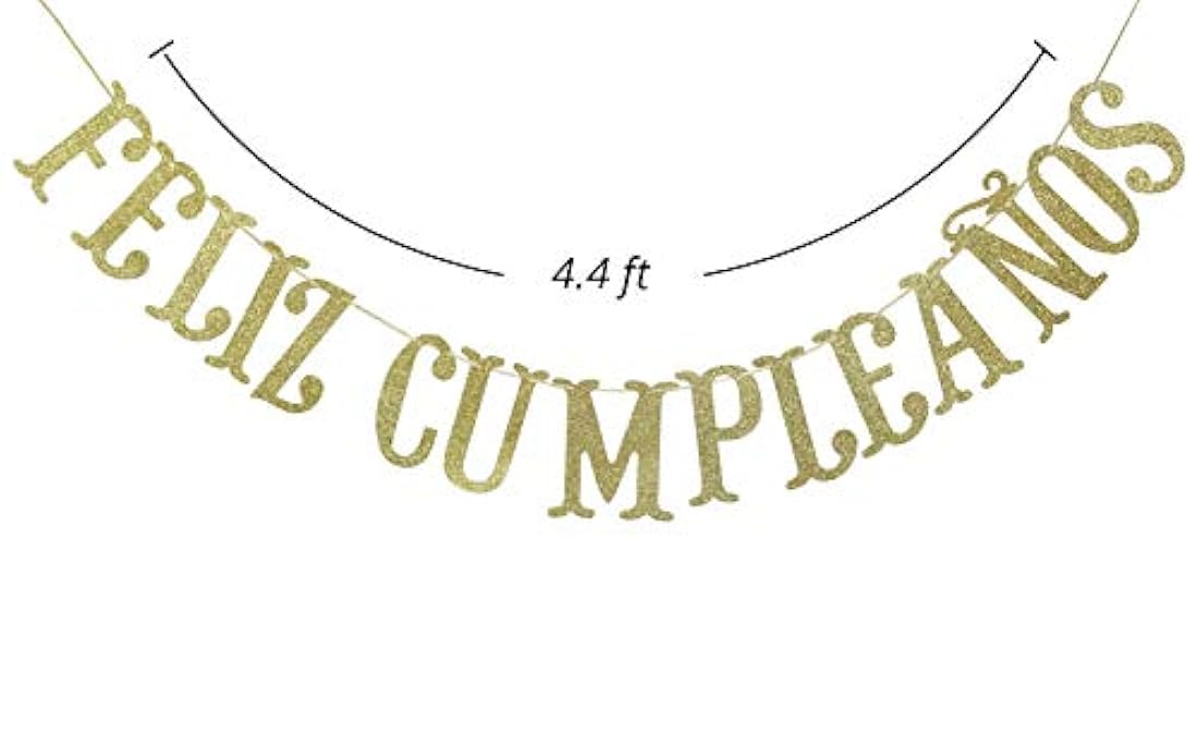 Feliz Cumpleaños con purpurina dorada, (dorado)