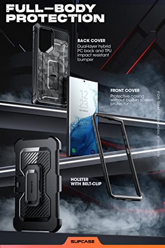SUPCASE Unicorn Beetle Pro Series - Funda para Samsung Galaxy S22 Ultra 5G (versión 2022), cuerpo completo de doble capa resistente con clip para cinturón y soporte sin protector de pantalla integrado (gris camuflaje)