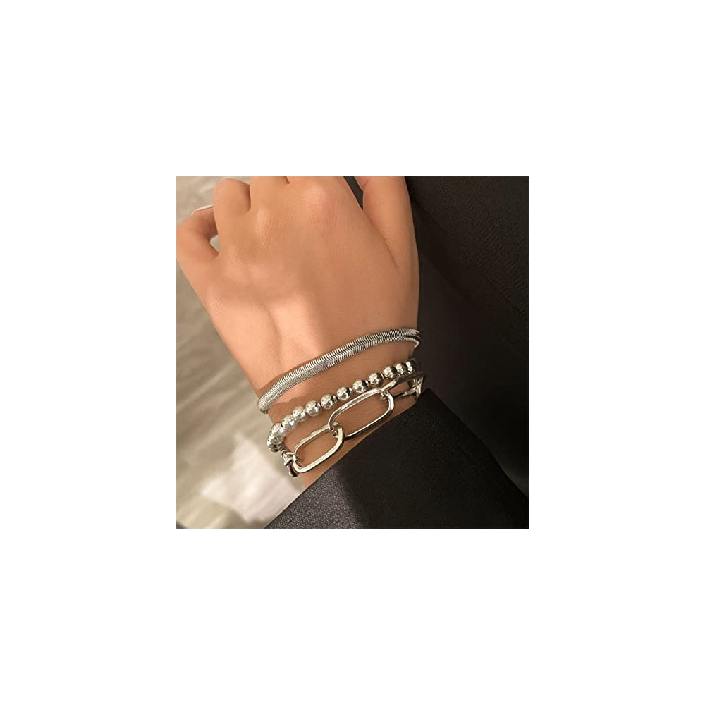 Pulseras Juego de 9 pulseras de cadena de oro para mujeres