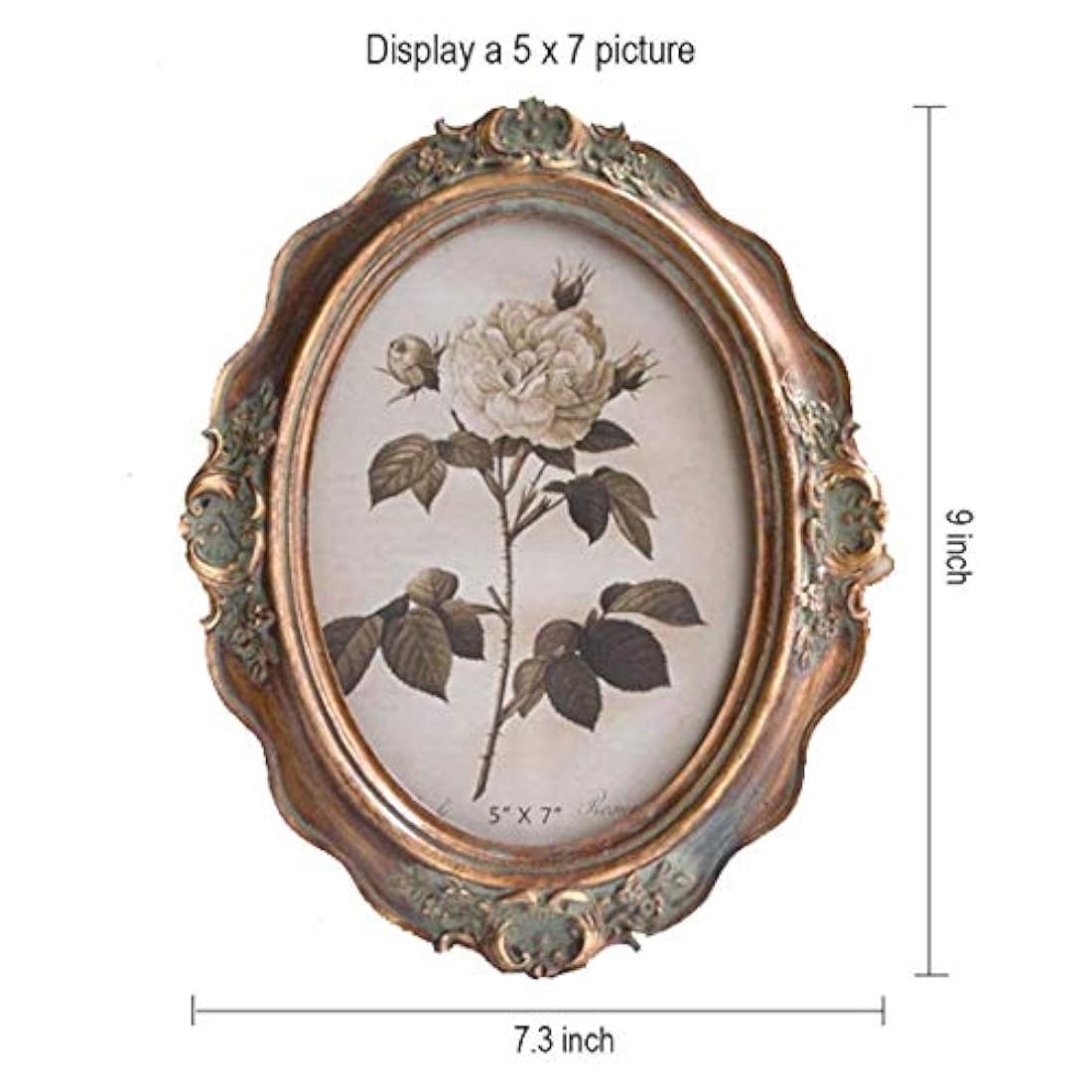 Marco de fotos ovalado vintage de 2.0 x 2.8 in