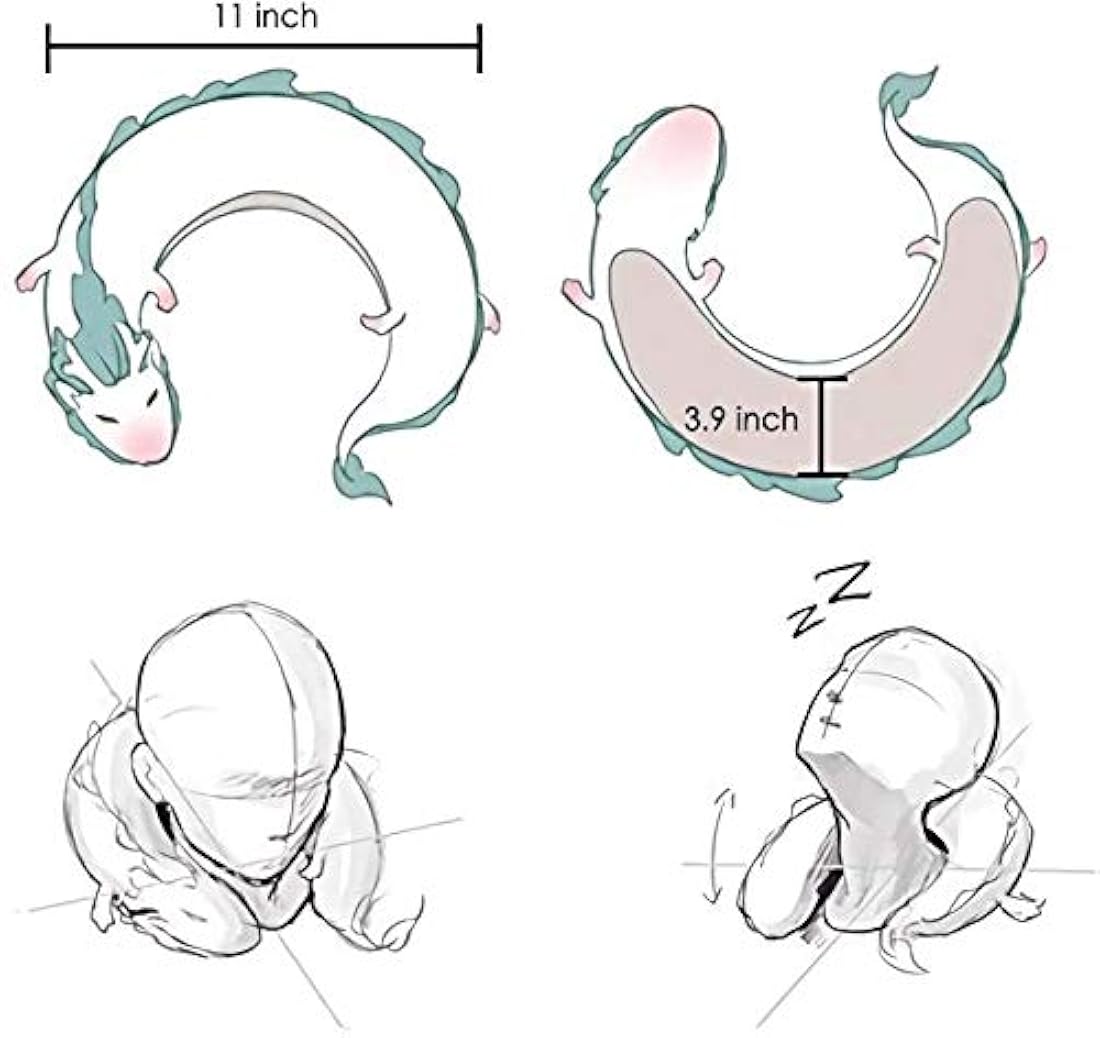 Almohada de dragón blanco con diseño de anime y dragón Haku