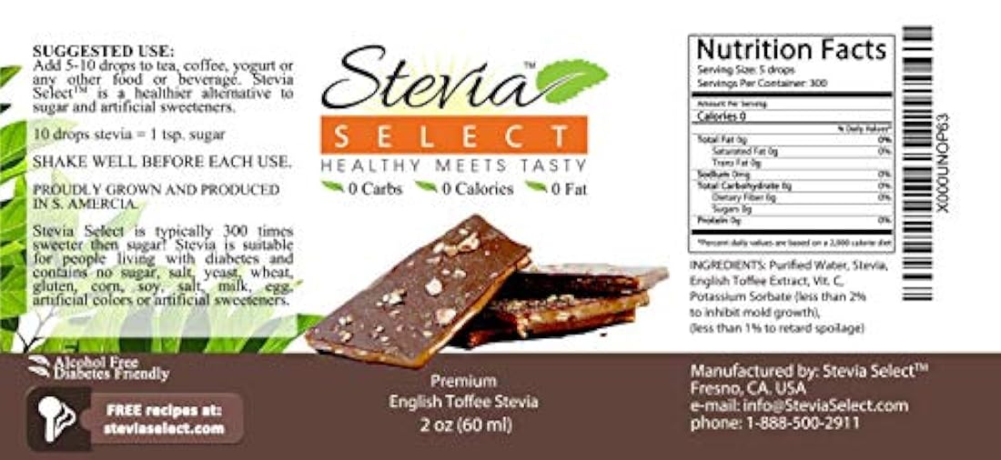 Stevia drops-english Toffee Stevia Select Stevia Sabor