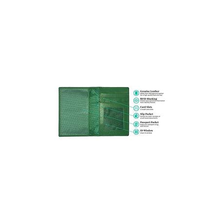 Porta Documentos y Tarjetas de piel para pasaporte verde