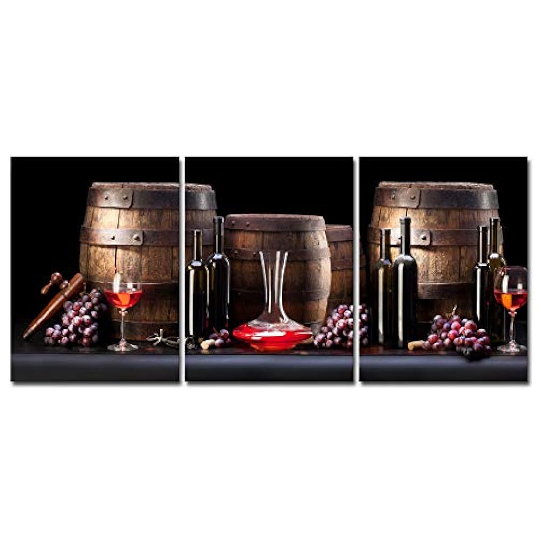 Pyradecor 3 Paneles Botella de Vino Rojo y Barril