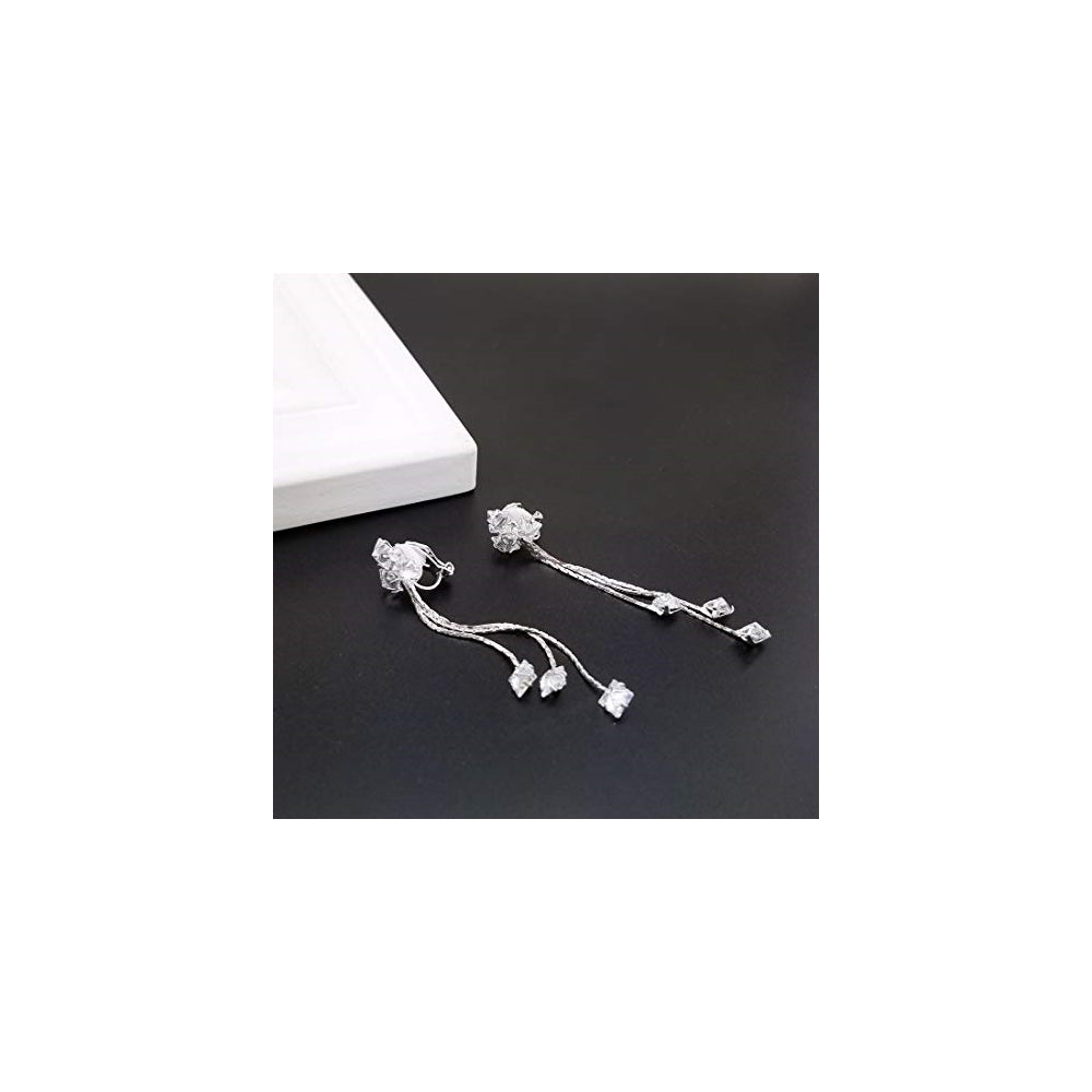 Aretes largos con circonita cúbica para mujer