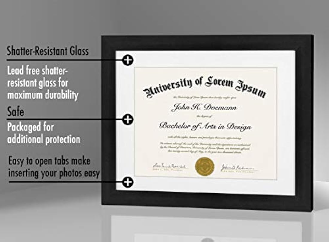 Marco para documentos de 11 x 14 pulgadas color negro