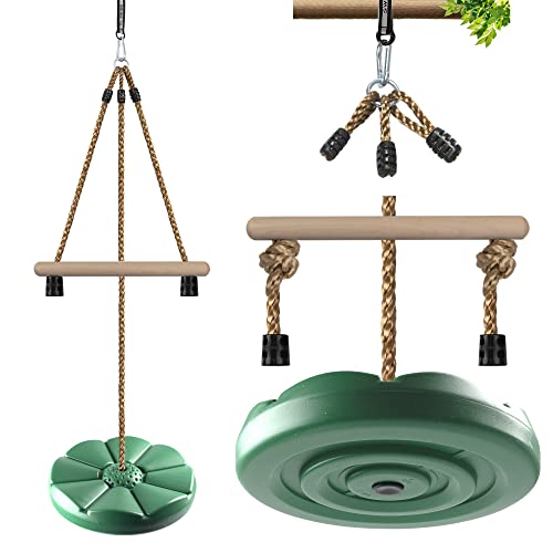 KINSPORY - Columpio de disco para niños, columpio de árbol para patio trasero, barras de mono de gimnasio, accesorios ajustables de altura de 7 pies, juego de columpios para exteriores