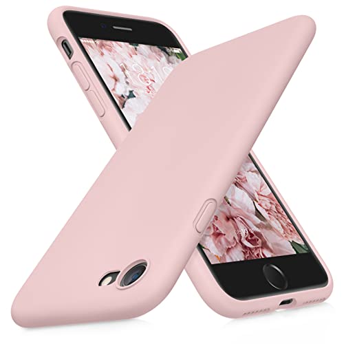 DTTOCASE - Funda para iPhone SE 2022/2020, iPhone 8, iPhone 7, funda de silicona líquida para iPhone SE 8 7 de 4.7 pulgadas, funda protectora suave y sedosa colorida para niñas y mujeres, arena rosa