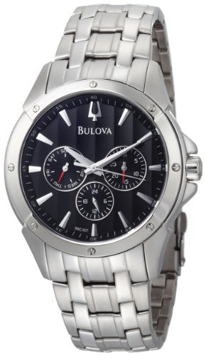 Bulova - Reloj de acero inoxidable con esfera negra