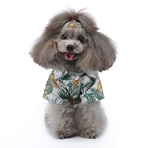 MaruPet Camisa hawaiana para perro NewStyle Summer Beach Chaleco de manga corta para mascotas Ropa de perro Top Floral Camiseta hawaiana Tops Chaquetas para perros pequeños razas gatos hojas XS