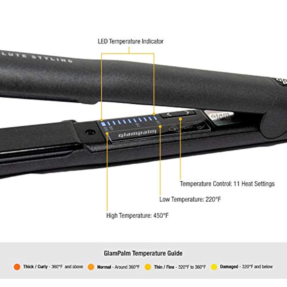 GlamPalm - Plancha de cerámica para el pelo