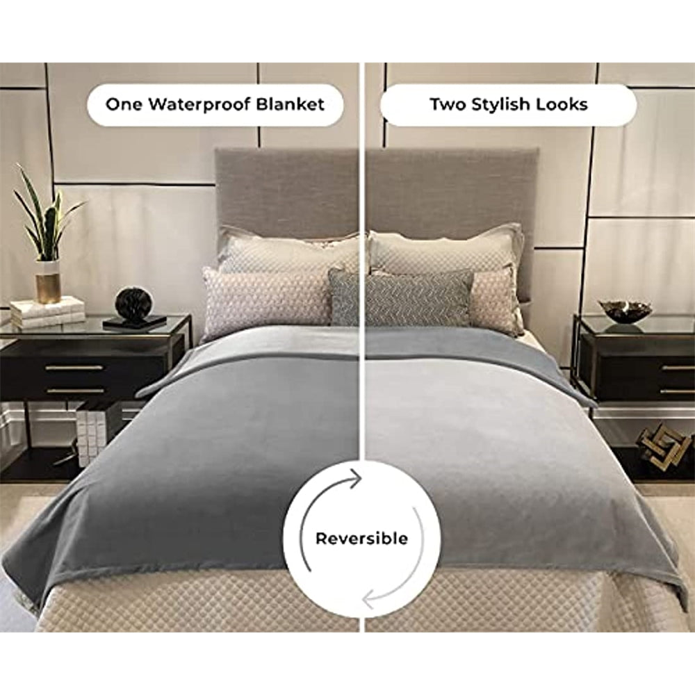 Manta 100% impermeable azul para mascotas, parejas, camping