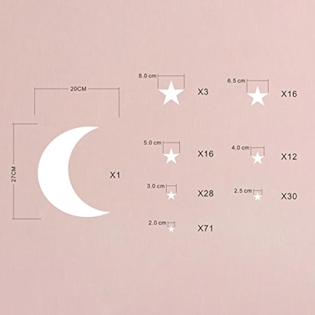 Vinilo adhesivo para pared de luna y estrellas- JURUOXIN