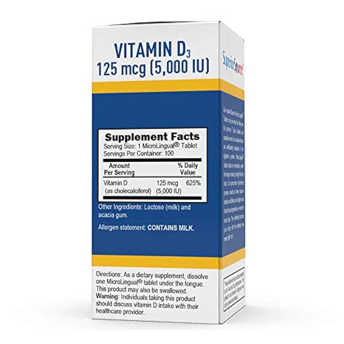 Extra Strength Vitamina D3 5000 UI, 100 unidades