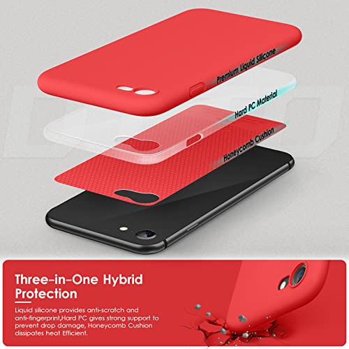 DTTOCASE - Funda para iPhone SE 2022/2020, iPhone 8, iPhone 7, funda de silicona líquida para iPhone SE 8 7 de 4.7 pulgadas, funda protectora colorida suave y sedosa para niñas y mujeres, color rojo