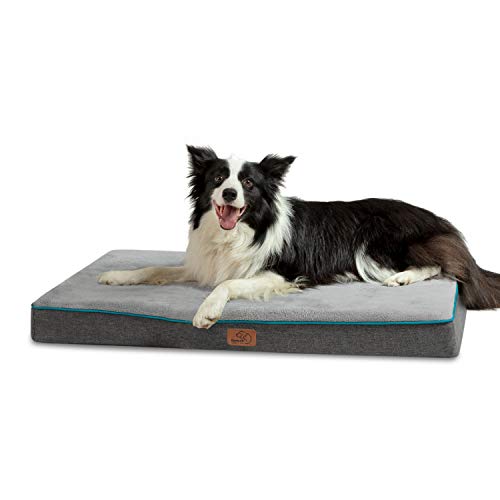 Bedsure Cama ortopédica grande de espuma viscoelástica para perro, cama lavable para perro con forro impermeable y funda extraíble, cama de felpa de franela con parte inferior antideslizante para perros medianos, grandes y extragrandes